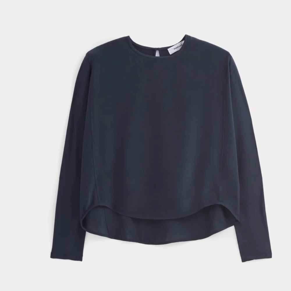 Women's Navy Long-Sleeve Blouse
